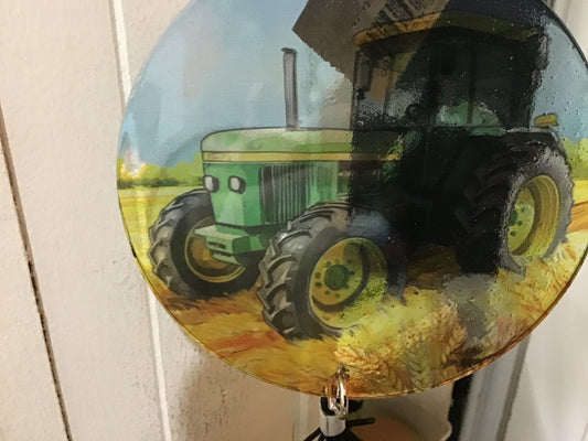 37 inch glass green tractor chime memorial