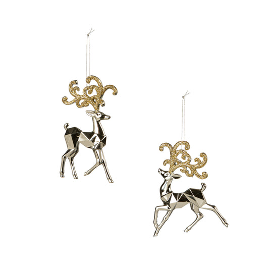 Silver Metallic Acrylic Deer Ornament