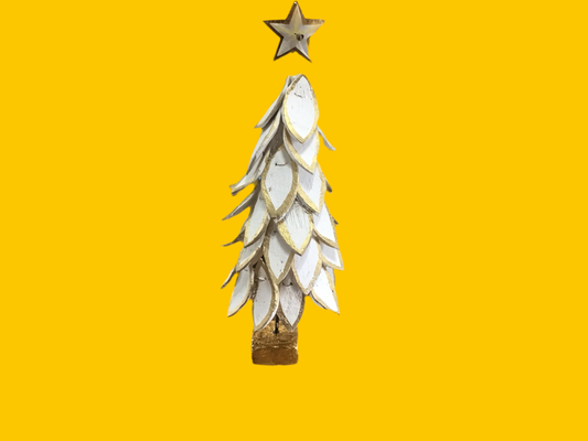 Small white and gold coconut made tree