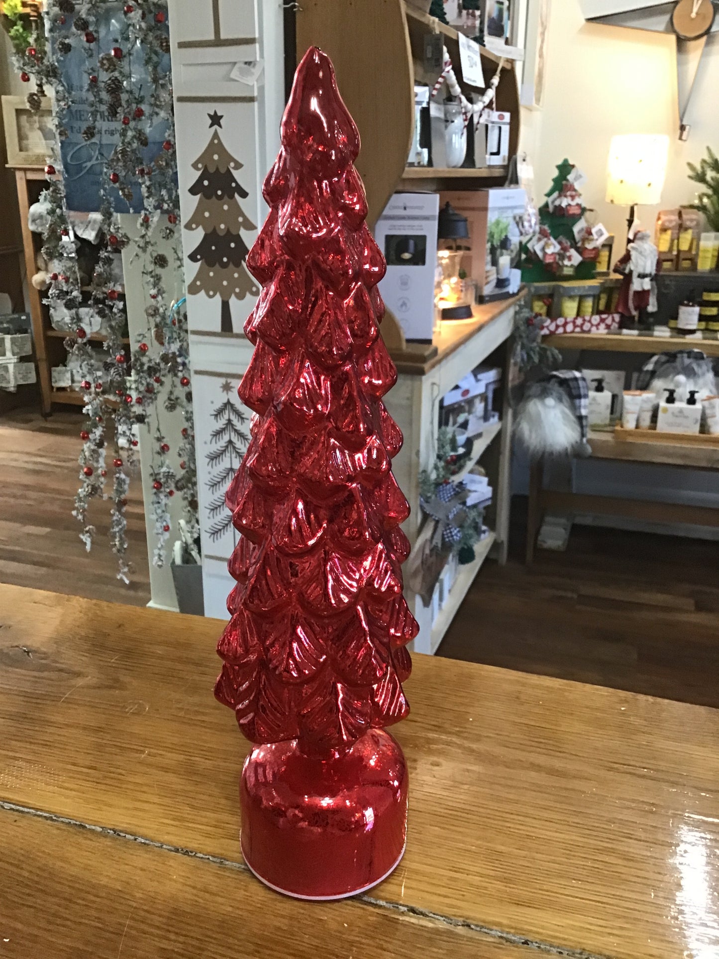 Red glass tree large