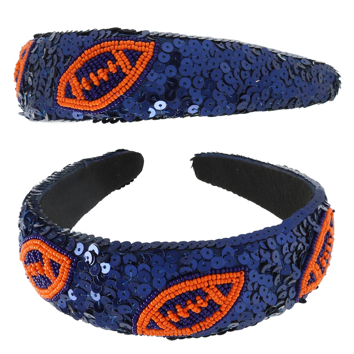 Two-Tone Football Sequins Beaded Headband