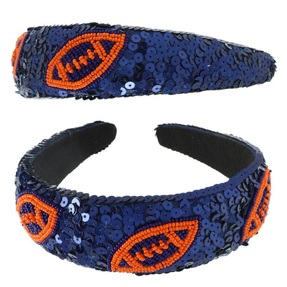 Two-Tone Football Sequins Beaded Headband