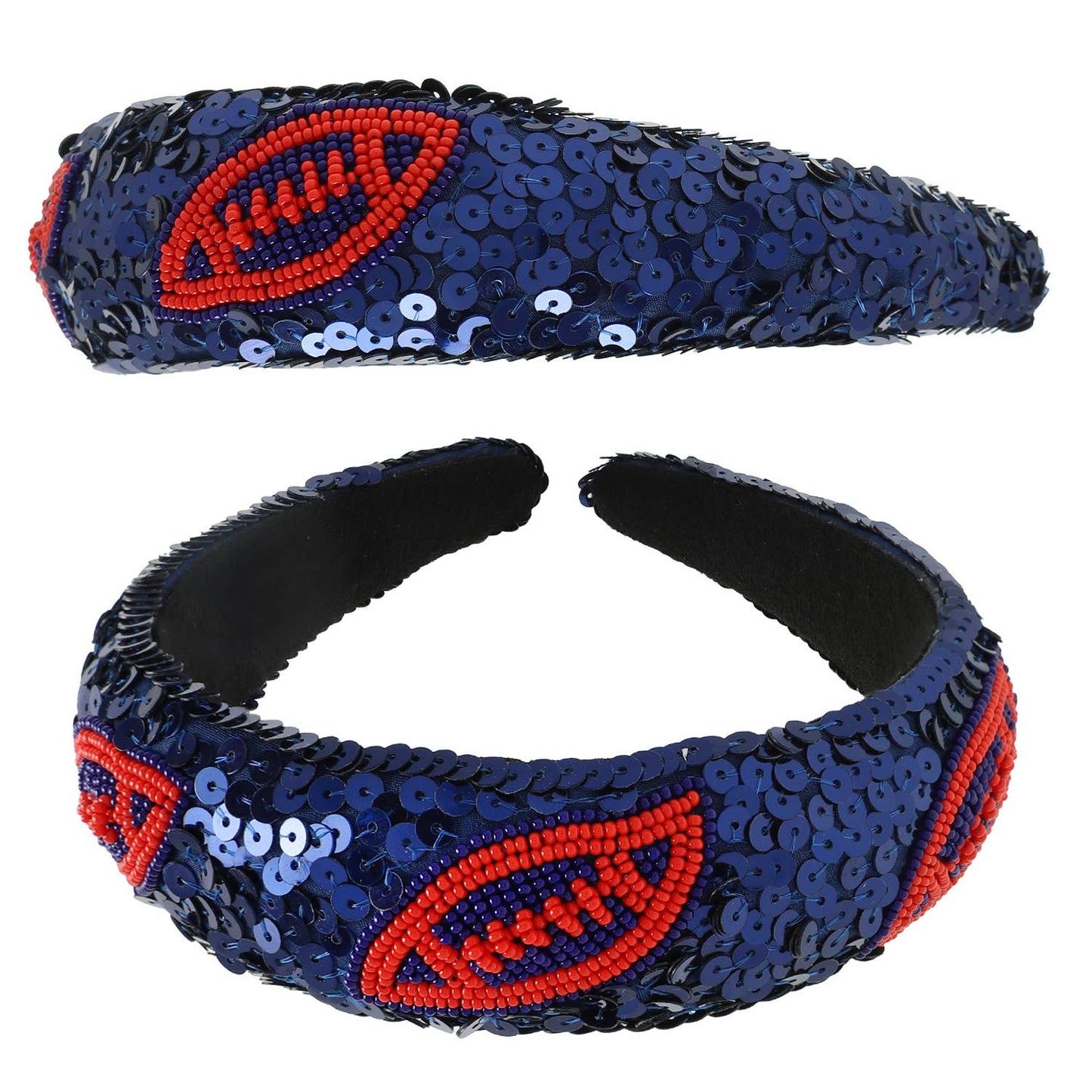 Two-Tone Football Sequins Beaded Headband