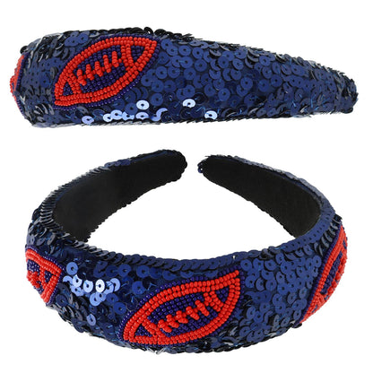 Two-Tone Football Sequins Beaded Headband