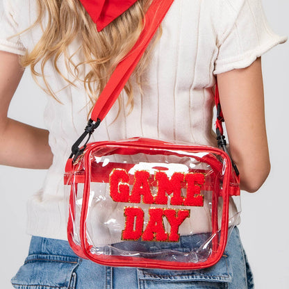 "Game Day" Fuzzy Chenille Clear Crossbody Bag