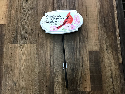 Memorial metal garden stake cardinal