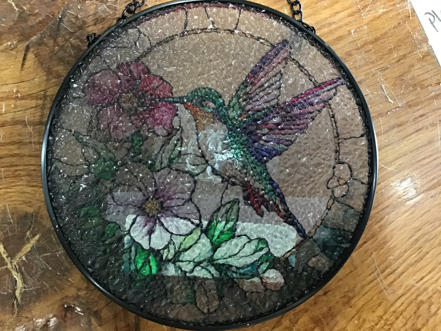 Cardinal, sunflower, hummingbird, stained glass suncatcher