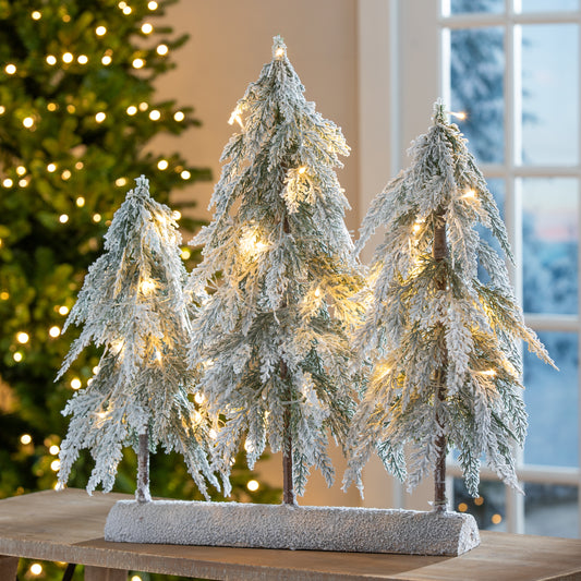 Lighted Frosted Table Top Tree Scene