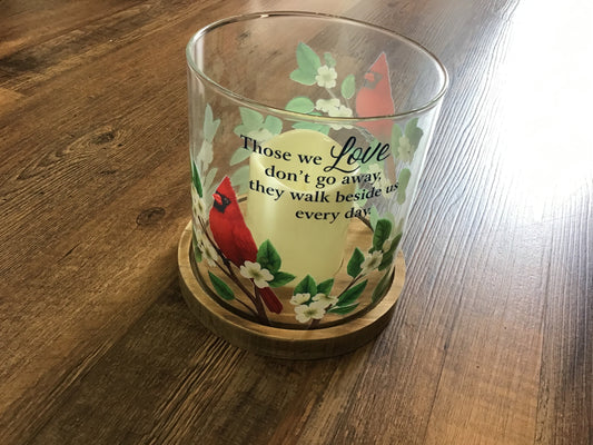 Memorial hurricane lantern cardinal