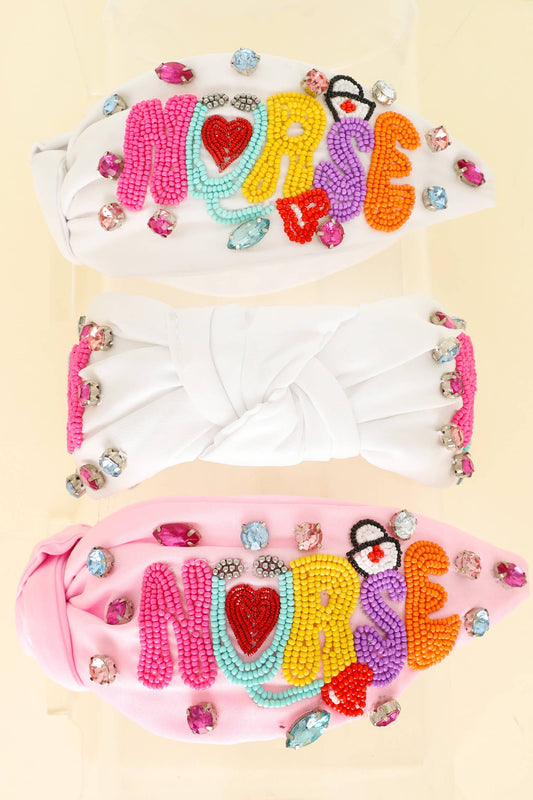 Nurse Jeweled Top Knotted Headband