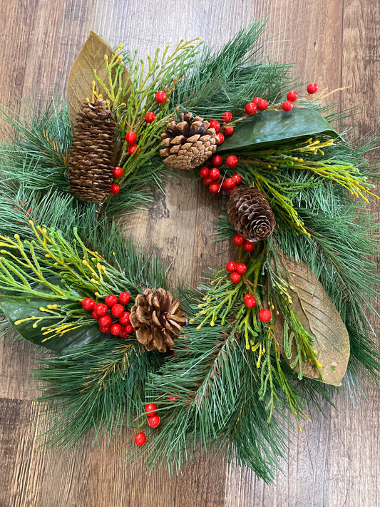 Pine With Magnolia Leaf Candle Ring