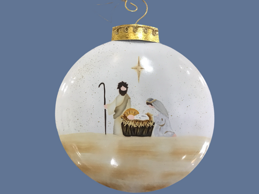 Hand painted nativity large oversized ornament