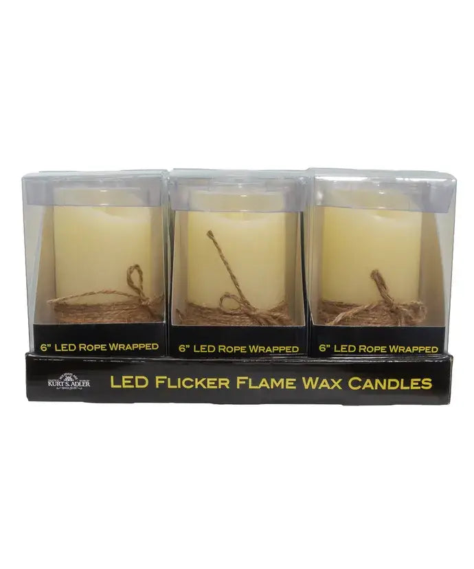 6"B/O LED ROPE CANDLE+FLICKER FLAME
