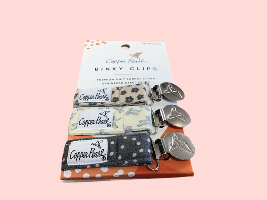 Copper pearl baby binky clips