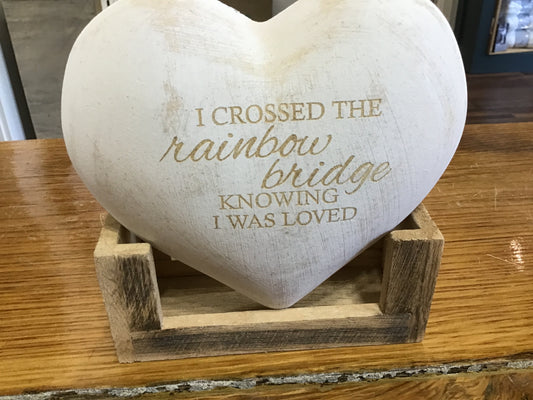 Pet memorial wood heart with stand