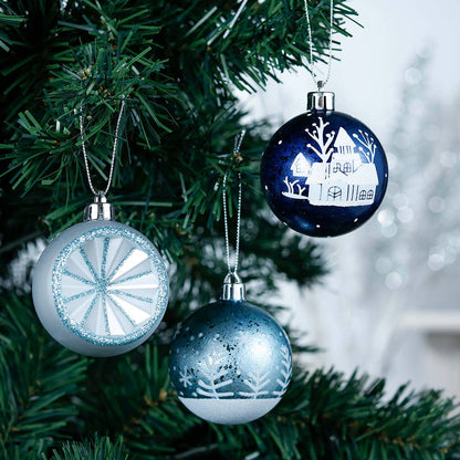 Elegant Blue Winter Theme Christmas Ornament Bundle, 9 Piece