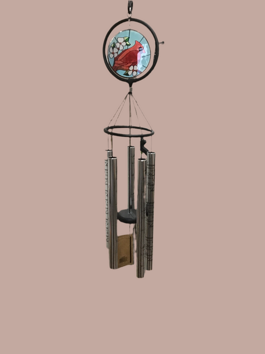 Stain glass cardinal windchime