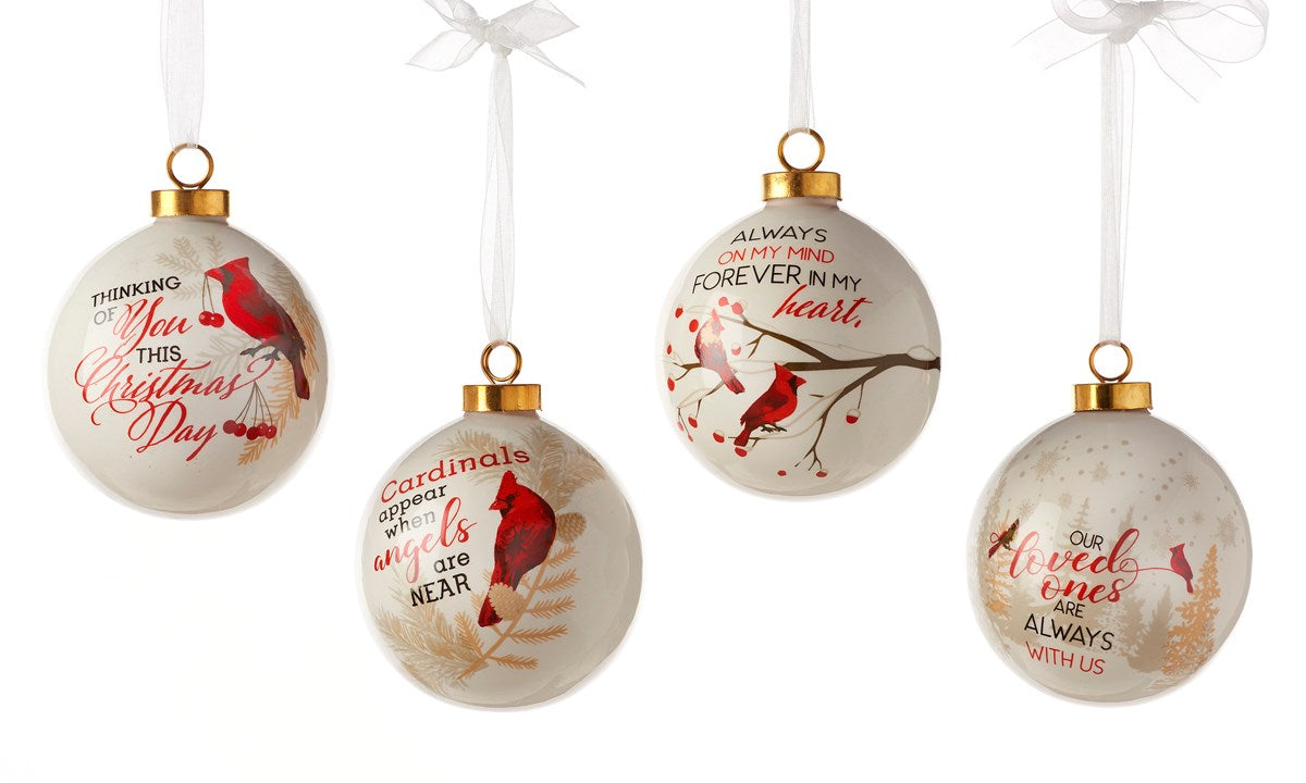 Cardinal Christmas Ceramic Ball Ornament