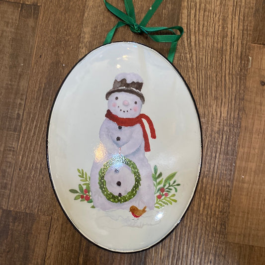 Snowman Enamel Sign