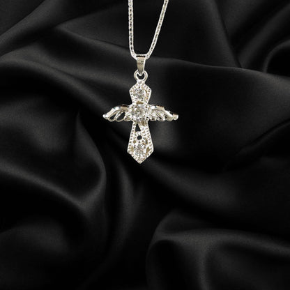 Silver Plated Angel Cross Necklace