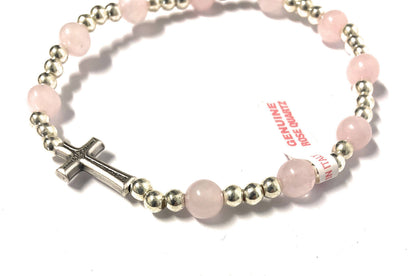Real Rose Quartz Bracelet mm. 6