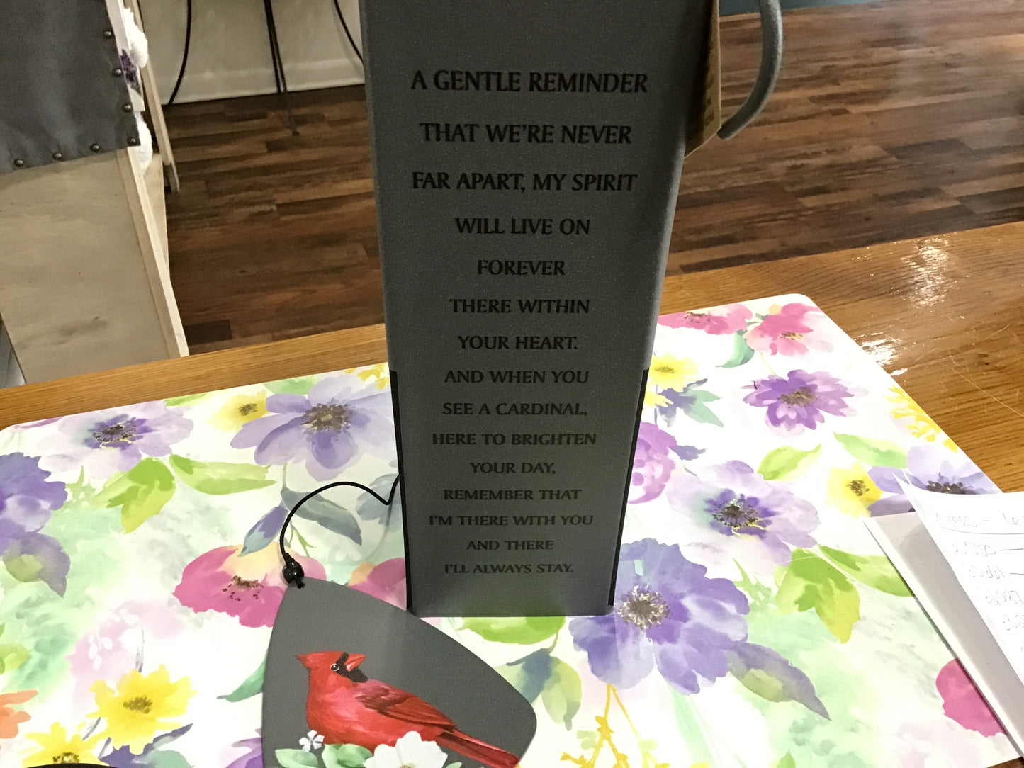 Square wind chime cardinal memorial