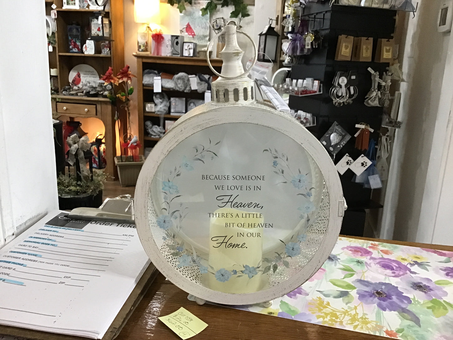 Memorial Metal Circle Light Blue Flowers