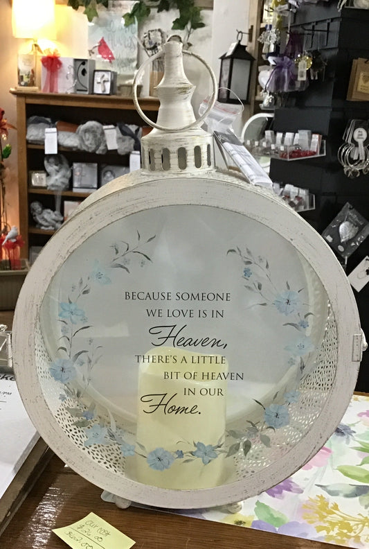 Memorial Metal Circle Light Blue Flowers