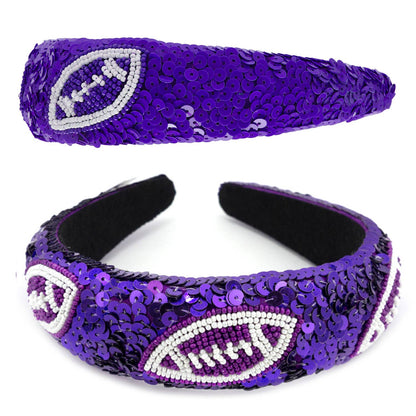 Two-Tone Football Sequins Beaded Headband