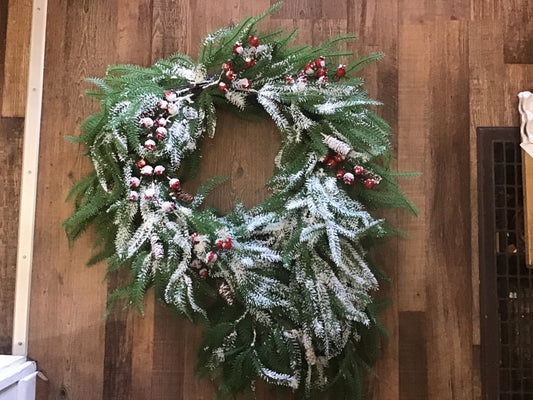 Flocked Mixed Pine wreath