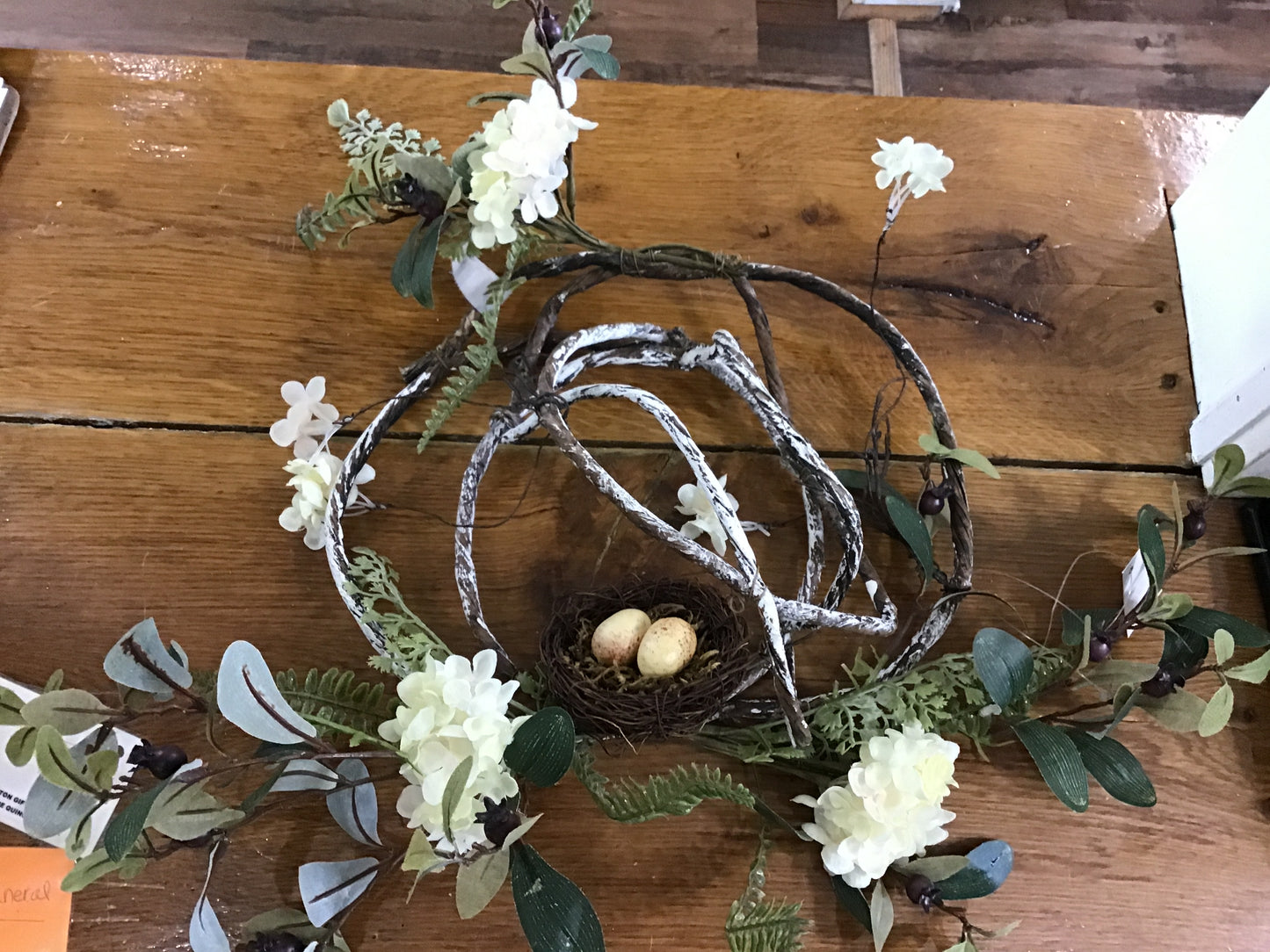 Hydrangea bird nest wreath