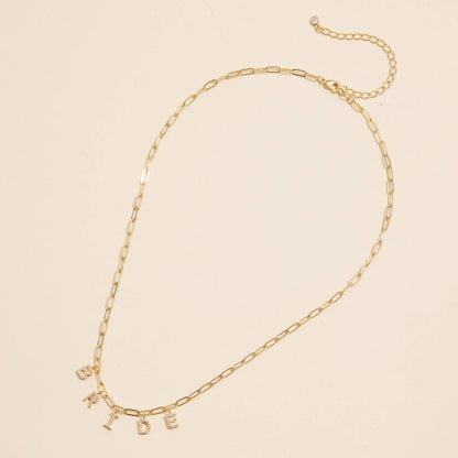 Sparkling "Bride"  Cubic Zirconia 18K Gold Charm Necklace