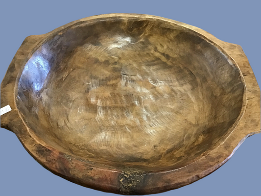 Large two handle dough bowl round  16 inches wide 16 inches long and 5 inches deep