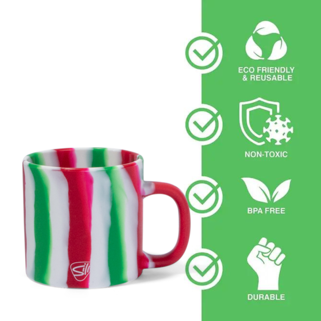 16 oz Silicone Coffee Mug with Lid - Poinsetta