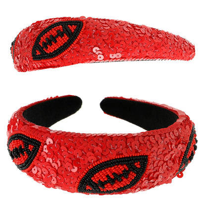Two-Tone Football Sequins Beaded Headband