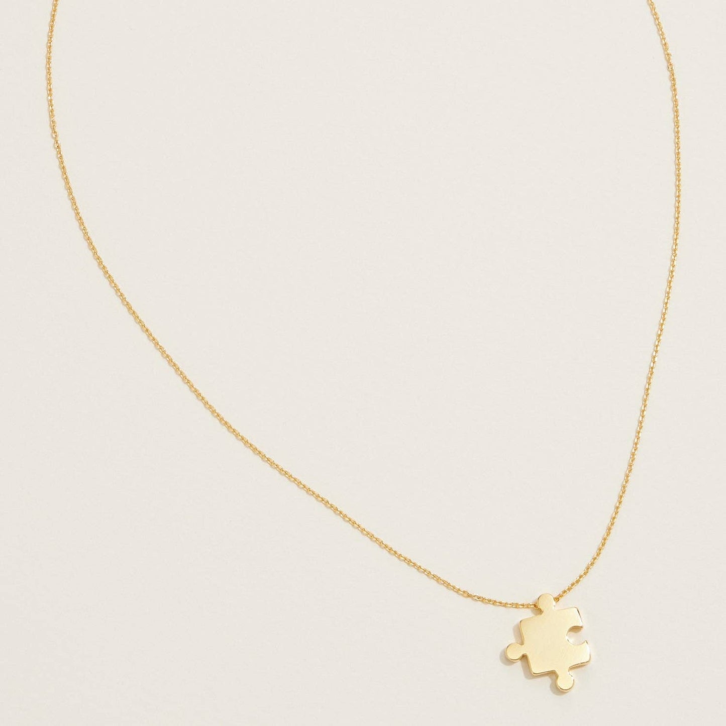 Gold Dipped Jigsaw Puzzle Pendant Necklace