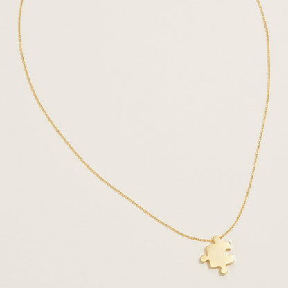 Gold Dipped Jigsaw Puzzle Pendant Necklace
