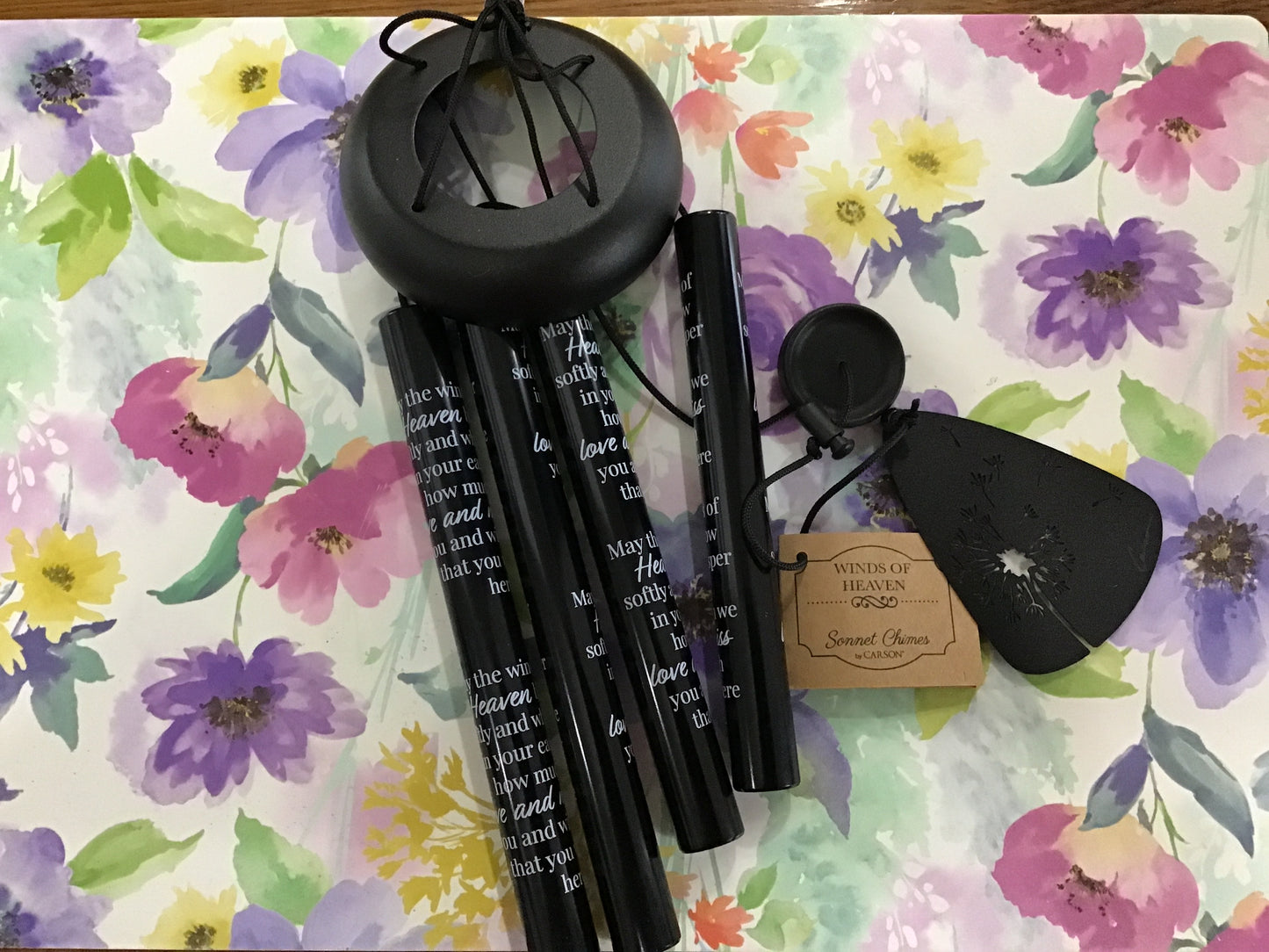 Memorial black wind chime  21 inch winds of heaven