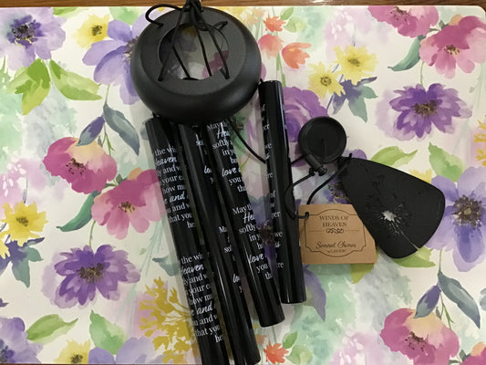 Memorial black wind chime  21 inch winds of heaven