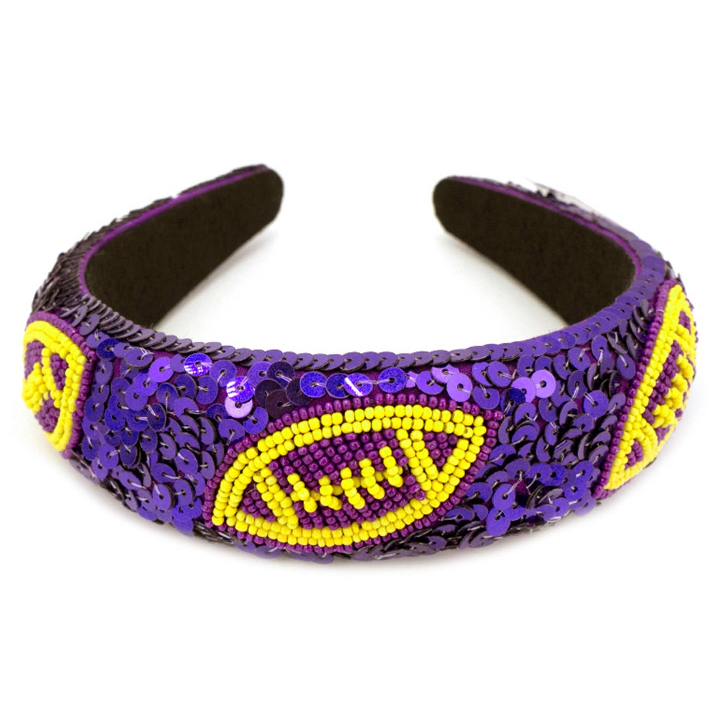 Two-Tone Football Sequins Beaded Headband