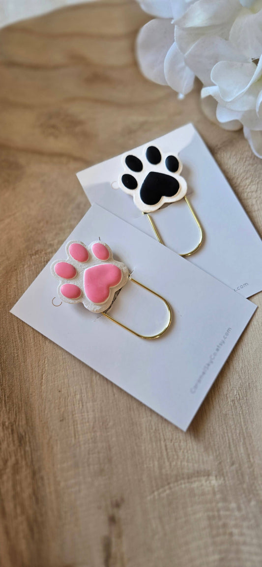 Handmade Paw Print Paperclip Bookmark, Dog and Cat Lovers