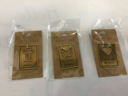 Memorial tokens metal brass look three different choices individually sold