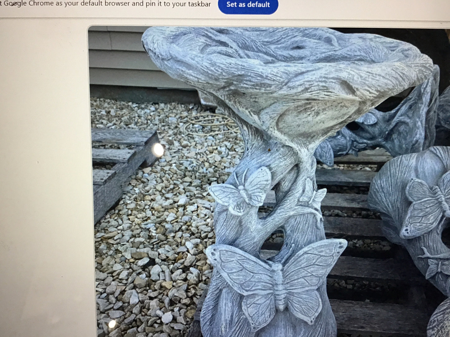 Wood birdbath with butterflies