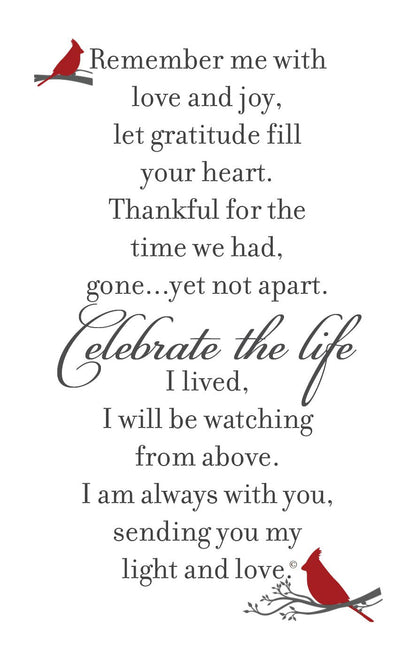 Celebration Of Life Memorial Lantern with Sentiment 5920B