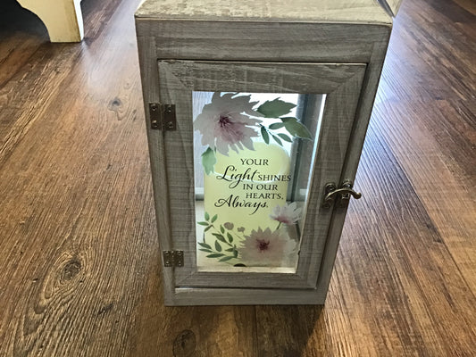 Memorial lantern your light shines in our hearts always