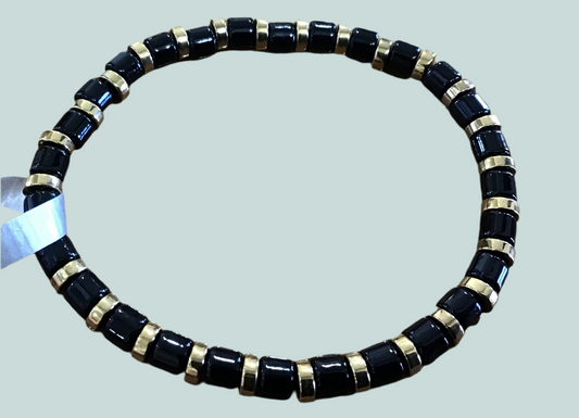 Enamel black and gold bracelet