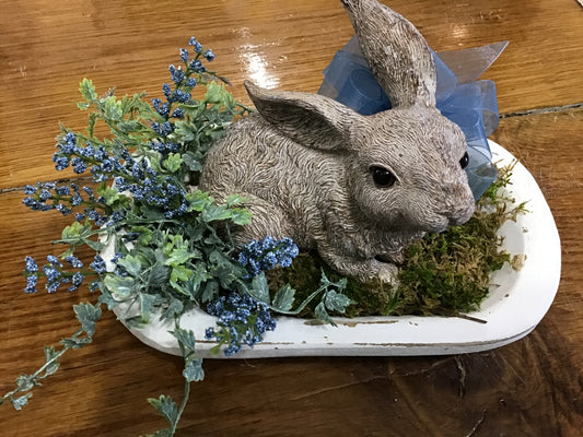 Custom wood bowl with rabbit