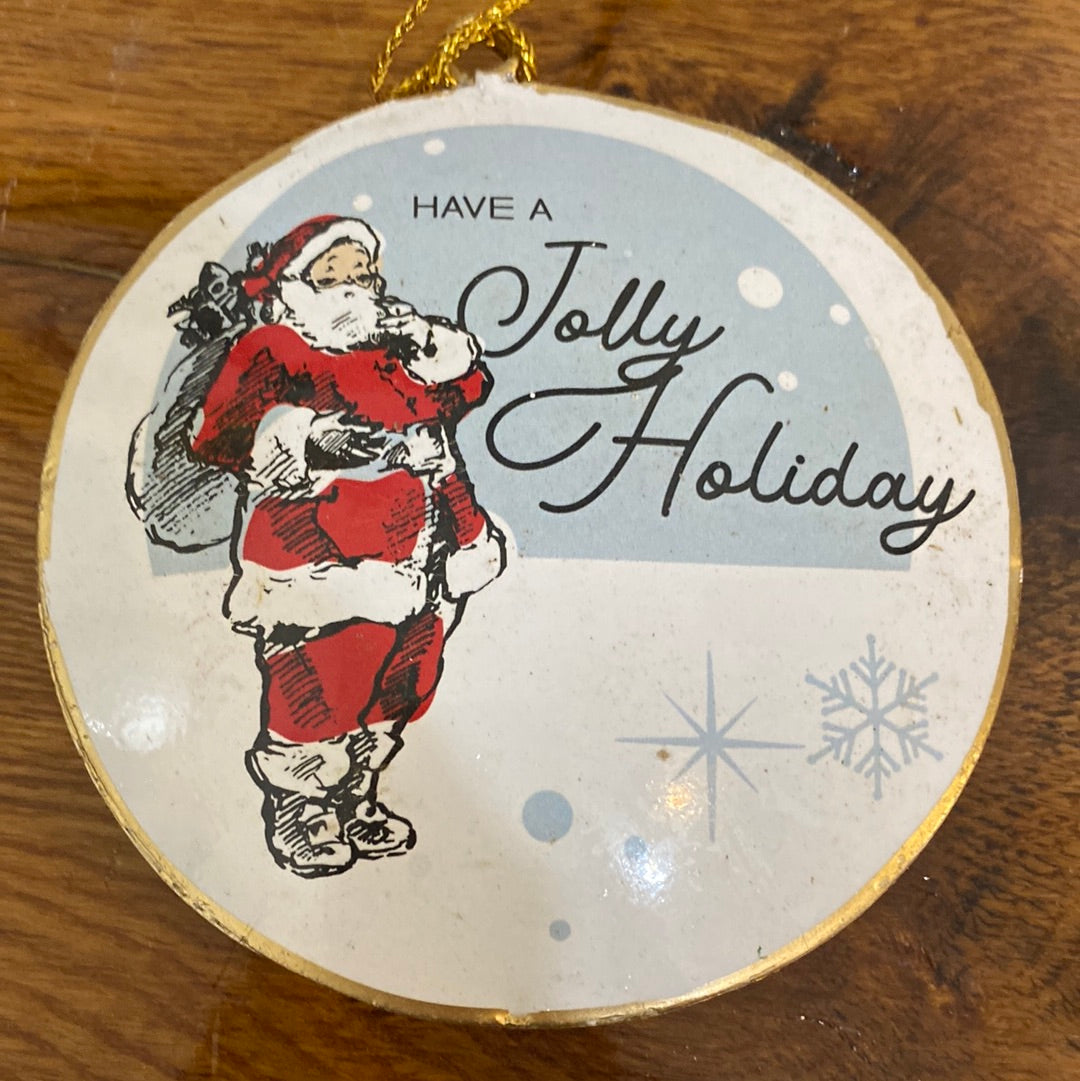 Vintage Santa Disc Ornament
