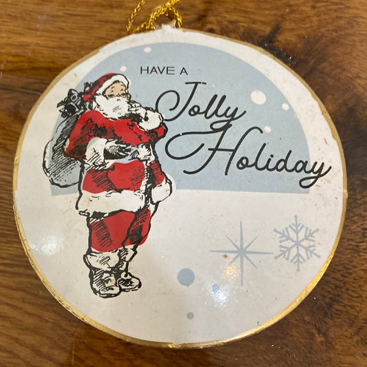 Vintage Santa Disc Ornament