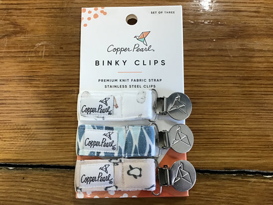 Copper pearl binky clips